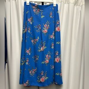 Blue Floral Midi Skirt Size 4